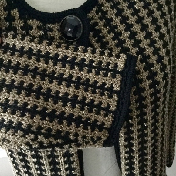 Jones New York Black and Metallic Gold Cardigan PM - Picture 5 of 8